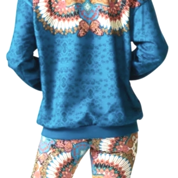FARM RIO × ADIDAS Collab BLUE Butterflies FEATHERS Leggings P/O Sweatshirt SET S - Picture 4 of 16